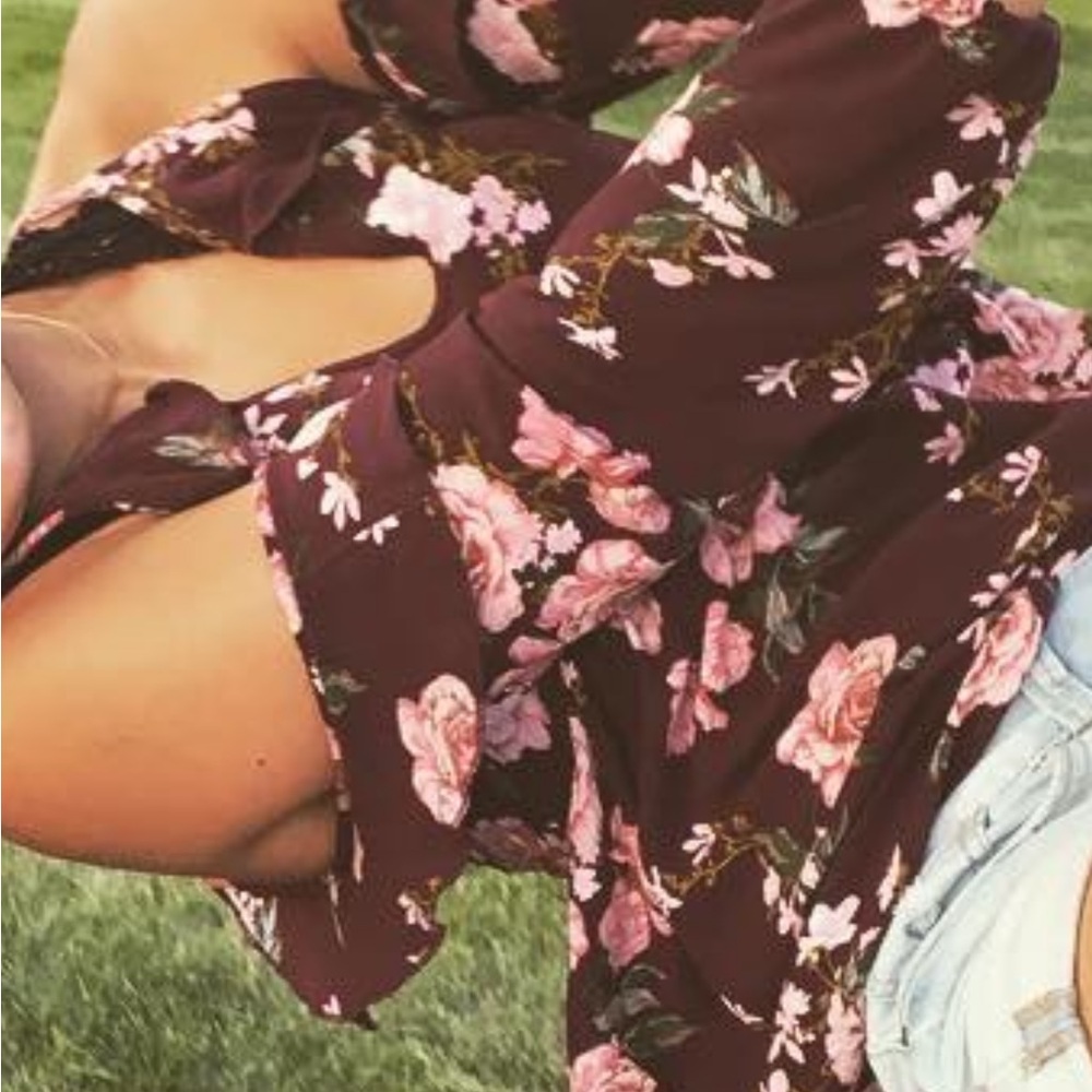 AE Floral Burgundy Blouse